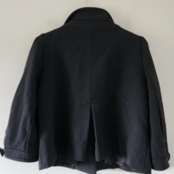 ANYA HINDMARCH | Short Wool Jacket Silk Lining Black Sz L - Picture 2 of 7
